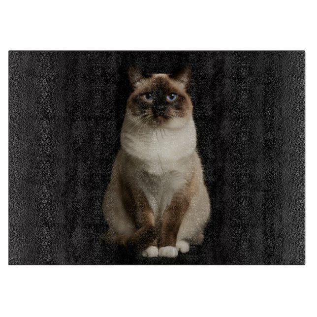 Tabla de cortar de vidrio Black 4 Luxe Gato Birman (Anverso)