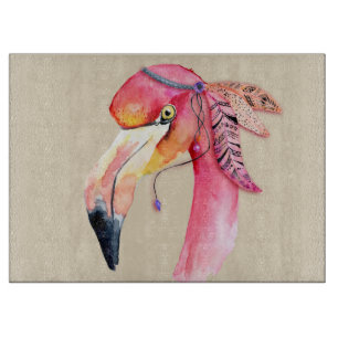 Tabla de cortar de vidrio Boho Fiona Flamingo