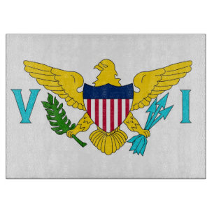 Tabla de cortar de vidrio con bandera de Islas Vír