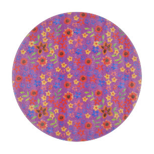 Tabla de cortar de vidrio con estampado floral ret