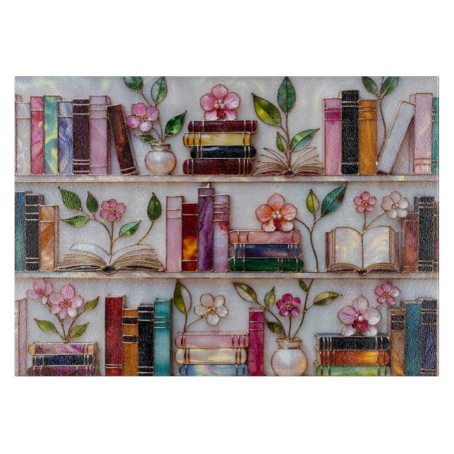 Tabla de cortar de vidrio con estante de libros fl (Anverso)