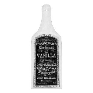 Tabla de cortar de vidrio con etiqueta de vainilla