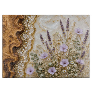 Tabla de cortar de vidrio con flores silvestres de