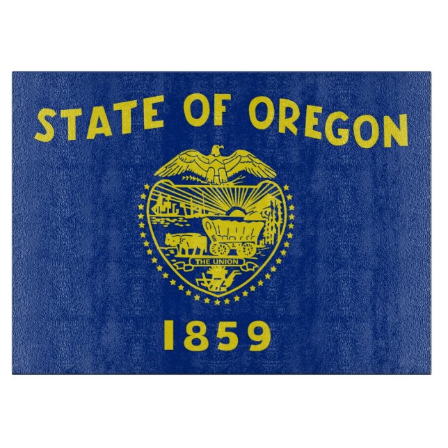 Tabla de cortar de vidrio con la bandera de Oregon (Anverso)