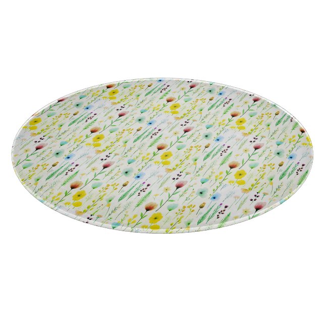 Tabla de cortar de vidrio con patrón de flores sil (Borde)