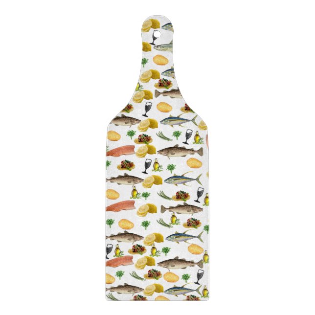 Tabla de cortar de vidrio con peces (Anverso)