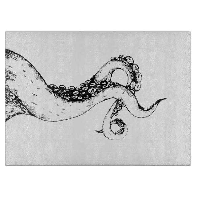 tabla de cortar de vidrio con tentáculos de pulpo (Anverso)