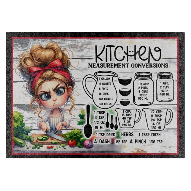 Tabla de cortar de vidrio Cute Kid Chef  (Anverso)