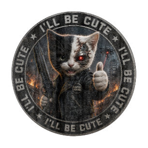 Tabla de cortar de vidrio Cyborg cat/I'll be cute 