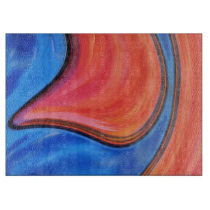 Tabla de cortar de vidrio de arte abstracto naranj