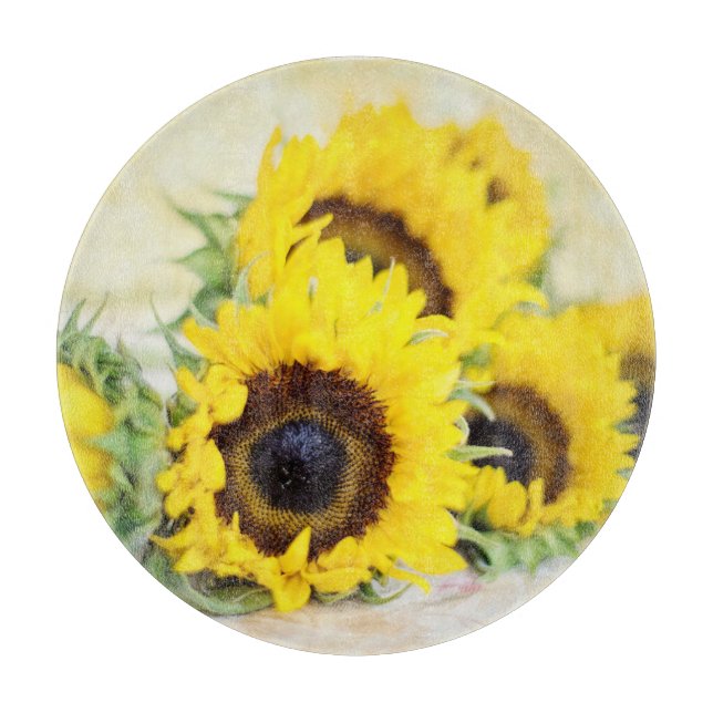 Tabla de cortar de vidrio de girasol (Anverso)