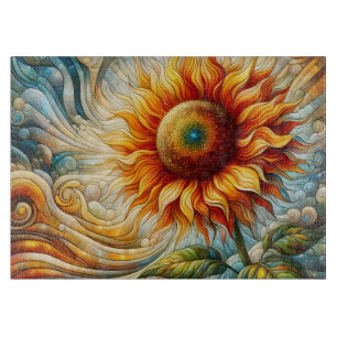Tabla de cortar de vidrio de girasol