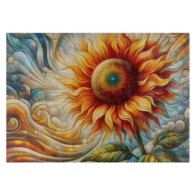 Tabla de cortar de vidrio de girasol (Anverso)