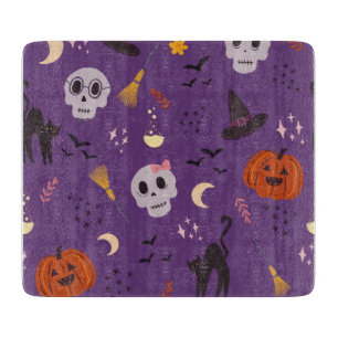 Tabla de cortar de vidrio de Halloween – Calaveras