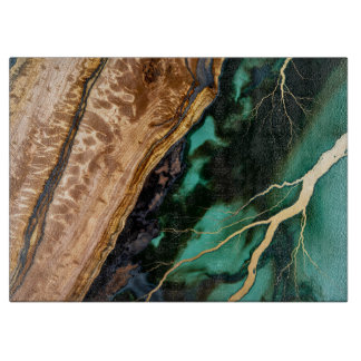 Tabla de cortar de vidrio de madera esmeralda