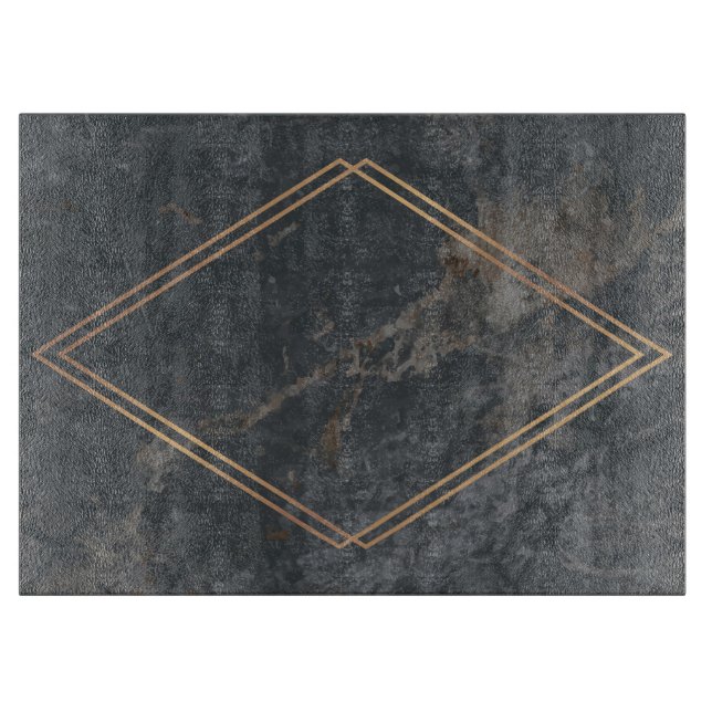Tabla de cortar de vidrio de mármol gris de 15" x  (Anverso)
