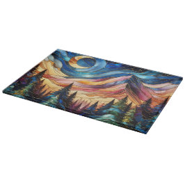 Tabla de cortar de vidrio de Montaña Colorida