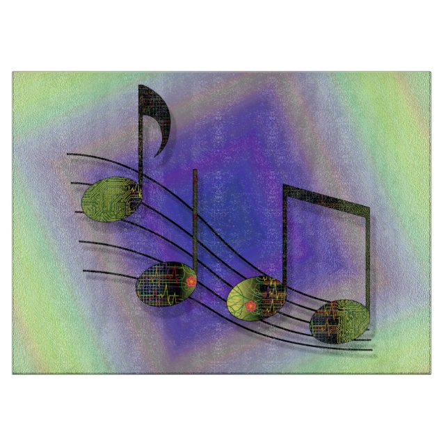 Tabla de cortar de vidrio Dubstep Notes (Anverso)