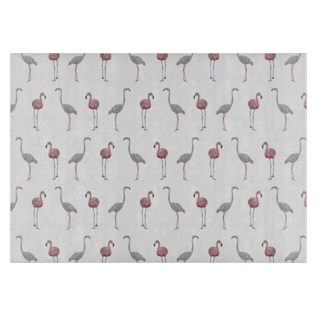 Tabla de cortar de vidrio Flamingo Frenzy (elija c (Anverso)