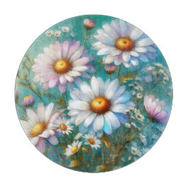 Tabla de cortar de vidrio floral Daisy