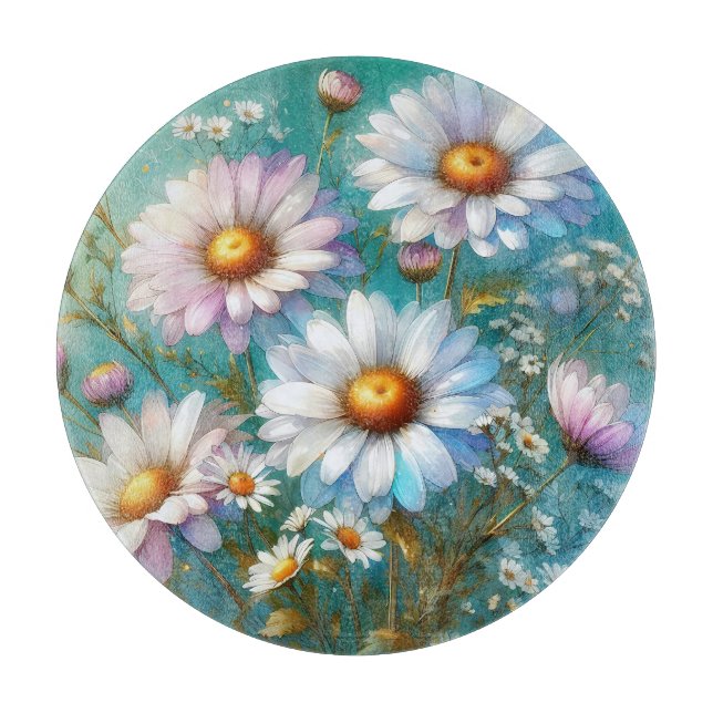 Tabla de cortar de vidrio floral Daisy (Anverso)