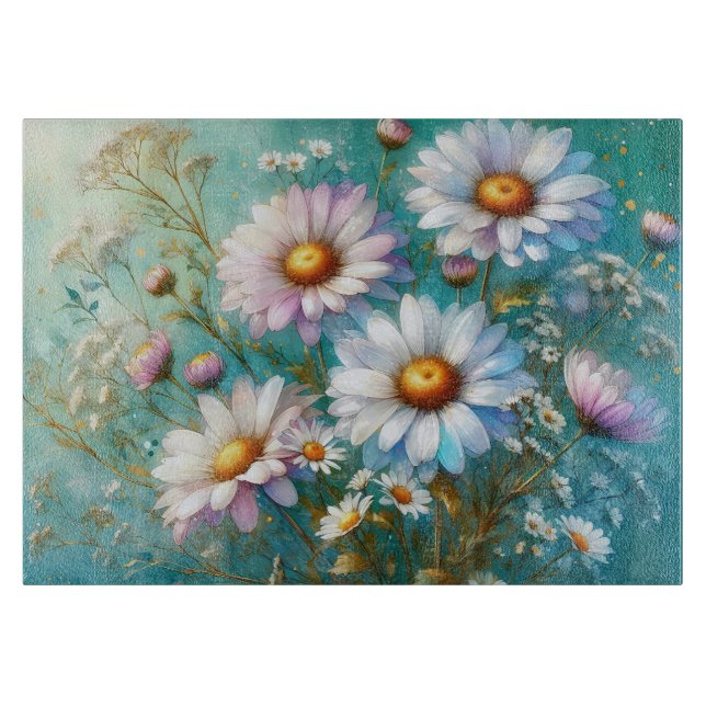 Tabla de cortar de vidrio floral Daisy (Anverso)