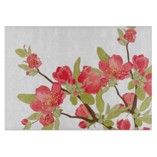 Tabla de cortar de vidrio Flores de árbol rosado