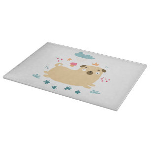 Tabla de cortar de vidrio Happy Puggy