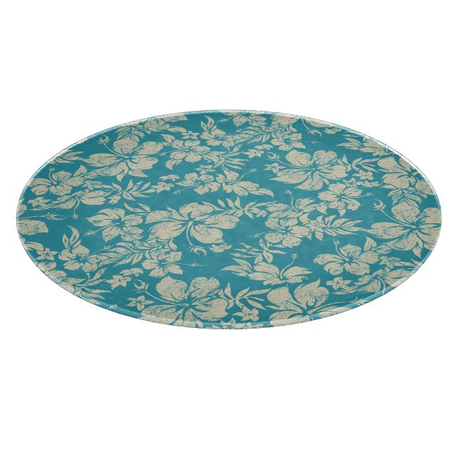 Tabla de cortar de vidrio Hibiscus Pareau hawaiano (Borde)