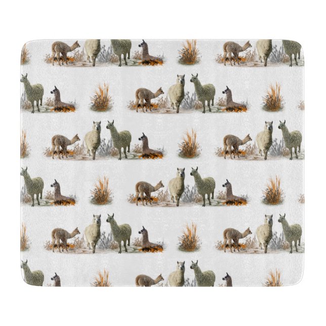 Tabla de cortar de vidrio Llama Meadow (elija colo (Anverso)