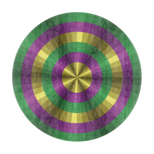 Tabla de cortar de vidrio Mardi Gras Ilusión (Anverso)