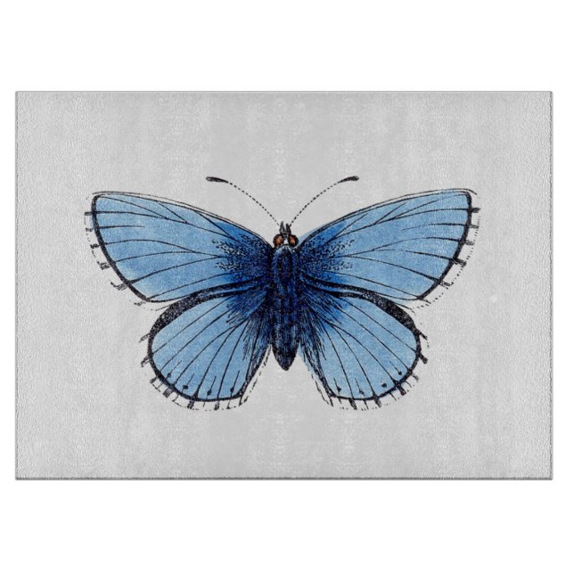 Tabla de cortar de vidrio - Mariposa Azul (Anverso)