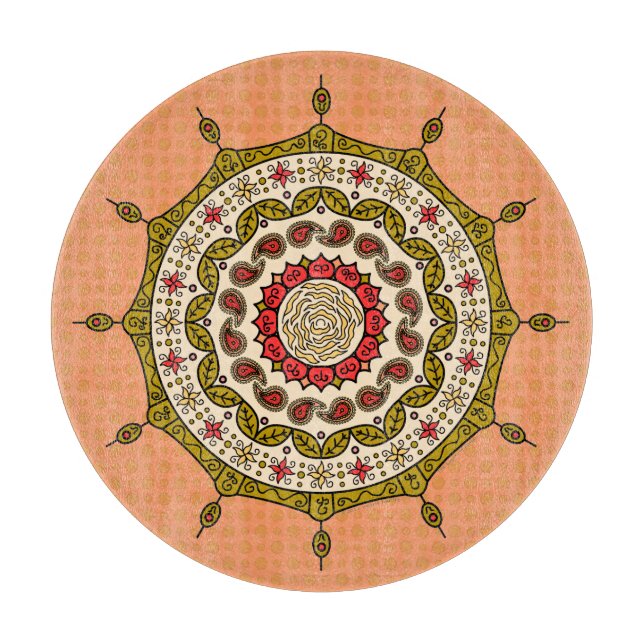Tabla de cortar de vidrio Mehndi Fantasy Gold (Anverso)