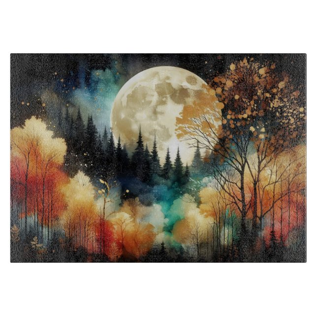 Tabla de cortar de vidrio Moonlit Forest (Anverso)