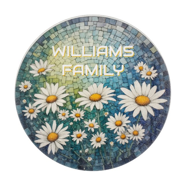 Tabla de cortar de vidrio Mosaic Daisy (Anverso)