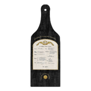 Tabla de cortar de vidrio negro con menú francés