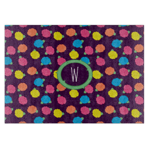 Tabla de cortar de vidrio Neon Roses