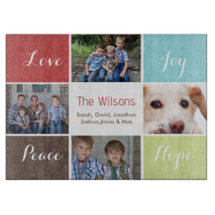 tabla de cortar de vidrio personalizada con collag