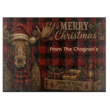 Tabla de cortar de vidrio personalizada de Navidad