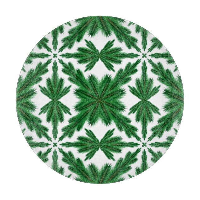 Tabla de cortar de vidrio Pine Mandala (Anverso)