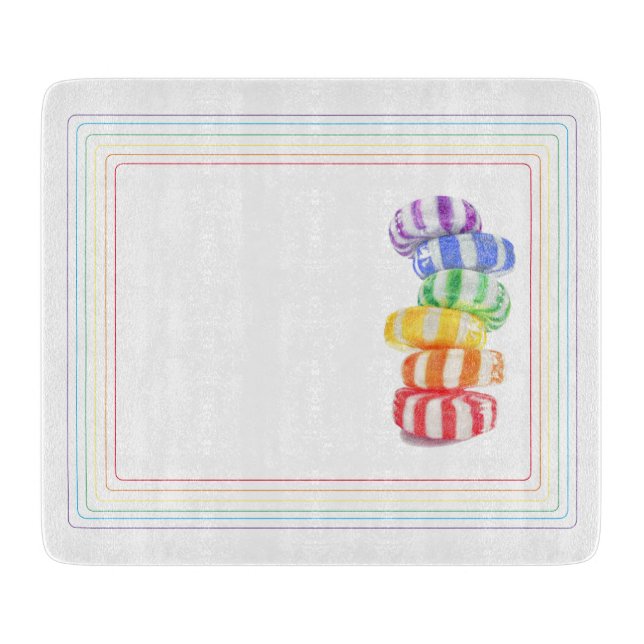 Tabla de cortar de vidrio RAINBOW CANDY 6x7 (Anverso)