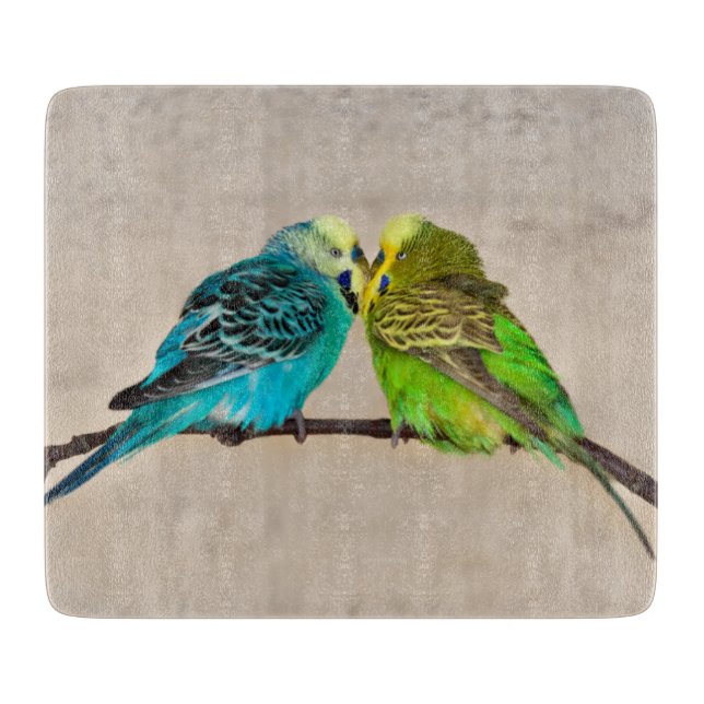Tabla de cortar de vidrio rectangular Budgies enam (Anverso)
