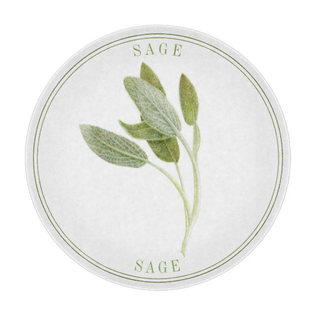 Tabla de cortar de vidrio redonda FRESH SAGE (Anverso)