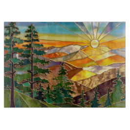 Tabla de cortar de vidrio Sunset Mountain Kitchen