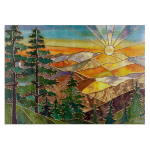 Tabla de cortar de vidrio Sunset Mountain Kitchen