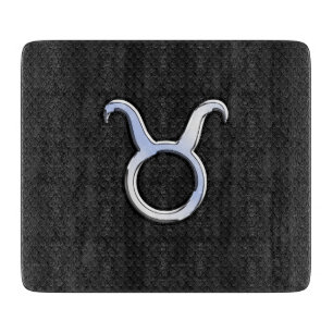 Tabla De Cortar Decoración cromada del Rótulo Zodiaco Taurus