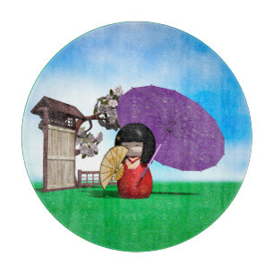 Tabla De Cortar Decoración de guardería con muñeca Kokeshi Japones