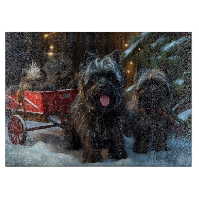 Tabla De Cortar Decoración de los Navidades del Affenpinscher Snow (Anverso)