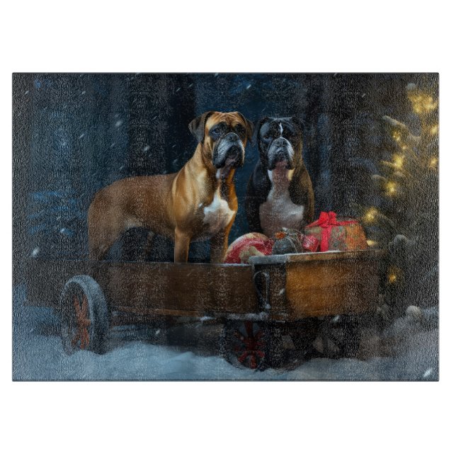 Tabla De Cortar Decoración de Navidades Boxer Snowy Sleigh (Anverso)