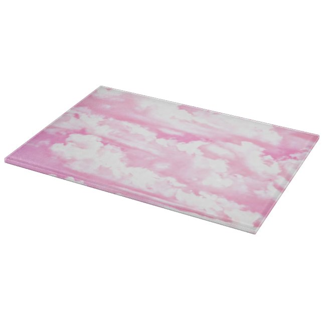 Tabla De Cortar Decoración De Nubes Pastel Rosa Feliz (Borde)